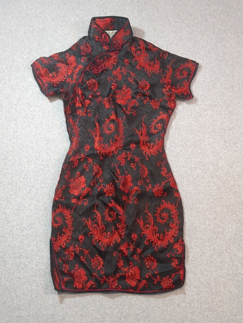 Stunning VTG 90's Chinatown Bazaar Red Black Cheongsam Qipao Mini Dress- XS/0
